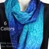 Blue Luxury Silk Womens Infinity Scarves Beautiful Hand Dyed Royal Blue and Turquoise Infinity Womens Luxury Silk Scarves