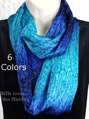 Blue Luxury Silk Womens Infinity Scarves Beautiful Hand Dyed Royal Blue and Turquoise Infinity Womens Luxury Silk Scarves
