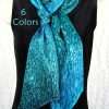 Long Skinny Green Real Mulberry Silk Scarf Long skinny 5" x 72" teal green and turquoise hand dyed real mulberry silk satin scarf