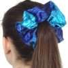 Royal Blue and Turquoise Silk Ponytail Holder Hair Scrunchie for Girls and Gymnastics