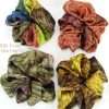 Earth Tone Brown Silk Scrunchies 4 Shades of Brown Extra Large Silk Satin Scrunchies; Hand Dyed Soft Mulberry Silk Hair Accessories.