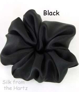 Big Black Silk Satin Hair Scrunchies Big Black Silk Satin Hair Scrunchie for Sleeping, Girls or Women, Adjustable for Fine or Curly Hair