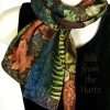 Leaf 8″ x 54″ Hand Printed Silk Scarf Fall Fashion Colors Botanical Garden Hand Printed Autumn Leaf 8" x 54" Rectangular Silk Scarf