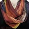 Brown Hand Dyed Autumn Stripe Silk Infinity Scarf Hand Dyed Earth Tone Brown Stripe Silk Infinity Scarf
