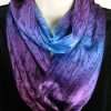 Purple Infinity Silk Satin Scarf Hand dyed periwinkle blue and purple salt pattern infinity silk satin scarf
