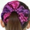 Red/Purple Cute Scrunchies for Hair Cute Red-Purple Hand Dyed Mulberry Silk Satin Scrunchies For Hair