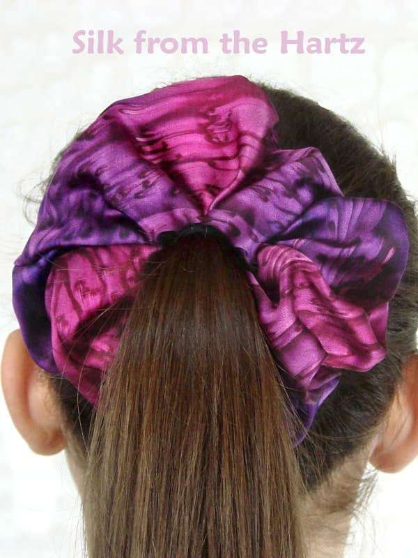 Red/Purple Cute Scrunchies for Hair Cute Red-Purple Hand Dyed Mulberry Silk Satin Scrunchies For Hair