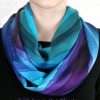 Jewel Stripe Infinity Creative Designer Silk Scarf Hand Dyed Creative Jewel Tone Stripe Blue, Green, Purple Designer Silk Infinity Scarf