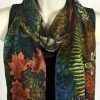 Leaf 8″ x 54″ Botanical Scarf Botanical Nature Print Autumn Color Hand Dyed Leaf 8" x 54" Silk Satin Oblong Scarf