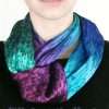 Jewel Tone Elegant Silk Infinity Scarf for Women Unique and elegant hand dyed blue, green and purple jewel tone silk infinity scarf for women