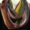 Brown Fall Color Stripe Silk Womens Infinity Scarf Creative Fashion Fall Colors Brown Stripe Silk Satin Womens Infinity Scarf