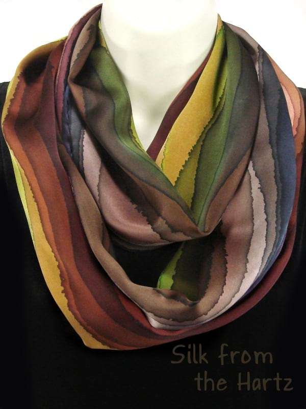 Brown Fall Color Stripe Silk Womens Infinity Scarf Creative Fashion Fall Colors Brown Stripe Silk Satin Womens Infinity Scarf