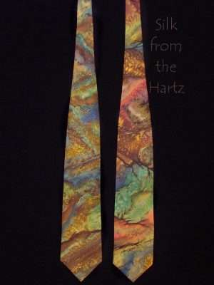Brown Stone Design Silk Neck Tie Hand Dyed Silk Brown Earth Tone Natural Stone Neck Tie