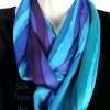 Jewel Stripe Elegant Silk Infinity Scarf Jewel Tone Blue, Green & Purple Hand Painted Artisan Stripe Elegant Silk Infinity Scarf