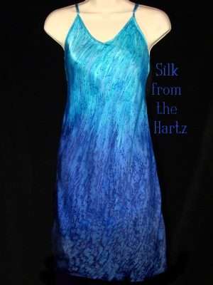 Women's Silk Nighty or Short Dress Women's Silk Satin Short Mini Dress or Nighty Hand Dyed Turquoise, Royal Blue and Navy