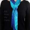 Long Skinny Artistic Fashion Blue Silk Ombre Scarf Artistic long skinny 5" x 72" royal blue, navy and turquoise hand dyed ombre silk scarf fashion for women