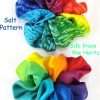 Rainbow Big Silk Hair Scrunchies Big Rainbow Silk Satin Puffy Hair Scrunchies for Girls and Women,
