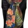 Leaf 5″ x 72″ Fall Scarf Earth Tone Leaf Print 5" x 72" Autumn Silk Scarf with Maple, Cedar, Huckleberry, Oregon Grape and Ferns