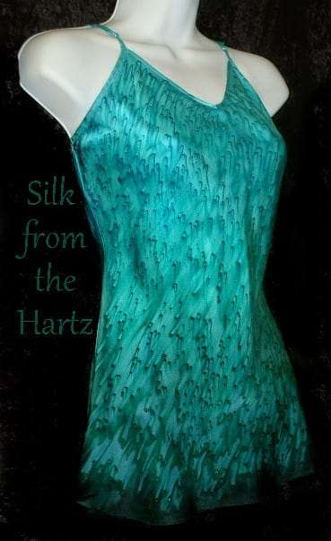 Green Silk Cami Teal Green and Turquoise Silk Satin Camisole Top for Women