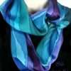 Jewel Tone Unique Stripe Loop Womens Infinity Scarf Jewel Tones of Blue, Green and Purple Hand Painted Unique Stripe Silk Infinity Loop Scarf for Women