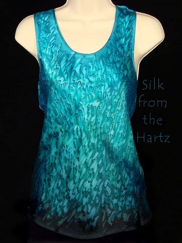 Women's Teal Green Silk Tank Tops Women's Hand Dyed Silk Satin Teal Green and Turquoise Tank Top