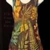 Botanical Leaf Fall Color Silk Tank Top Unique Botanical Leaf Hand Printed and Dyed Earth Tone Fall Color Silk Satin Tank Top