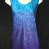 Blue Purple Womens Silk Satin Tank Top Hand dyed creative ombre pattern silk satin women's tank top with turquoise blue at the top graduating to purple at the bottom